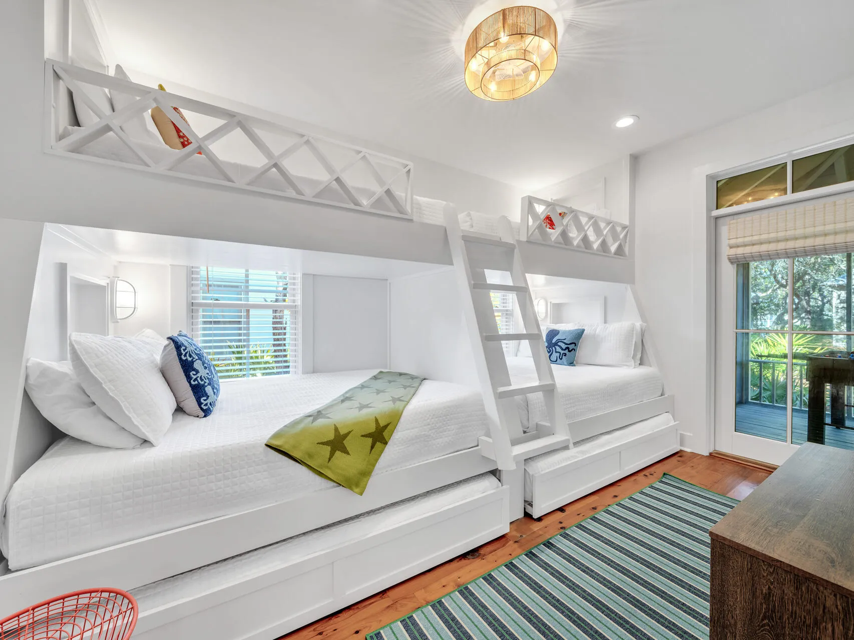 Custom Built-In Bunks--2 Full Beds and 2 Twin Beds - each with a Reading Lamp and Charging Station